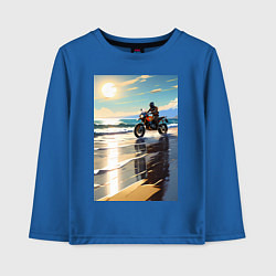 Лонгслив хлопковый детский On the beach, цвет: синий