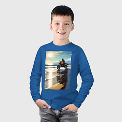 Лонгслив хлопковый детский On the beach, цвет: синий — фото 2