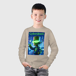 Лонгслив хлопковый детский Cyber Bart - neon glow ai art, цвет: миндальный — фото 2