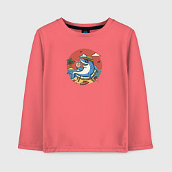 Детский лонгслив Бизнес акула на пляже