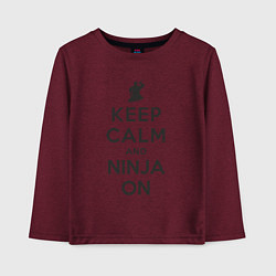 Лонгслив хлопковый детский Keep calm and ninja on, цвет: меланж-бордовый