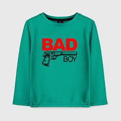 Лонгслив хлопковый детский Bad boy with gun, цвет: зеленый