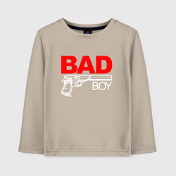 Лонгслив хлопковый детский Bad boy - with gun, цвет: миндальный