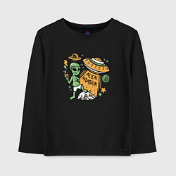 Лонгслив хлопковый детский Пришелец - инопланетное вторжение, цвет: черный