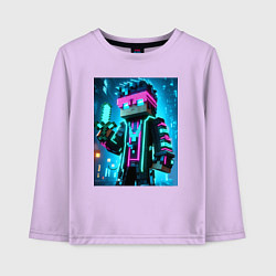 Детский лонгслив Minecraft - neon character ai art