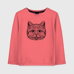 Лонгслив хлопковый детский Кот мемный, цвет: коралловый