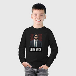 Лонгслив хлопковый детский Джон Уик в черных очках, цвет: черный — фото 2