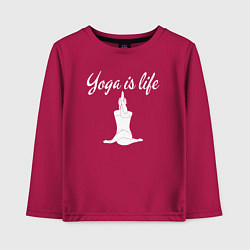 Лонгслив хлопковый детский Yoga is life, цвет: маджента