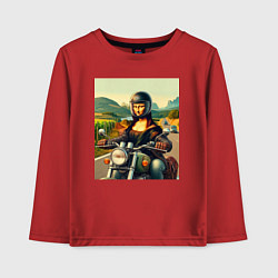 Детский лонгслив Mona Lisa on a motorcycle - ai art