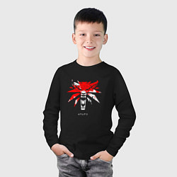 Лонгслив хлопковый детский Ведьмак 3 логотип стилизованный, цвет: черный — фото 2