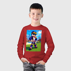Лонгслив хлопковый детский Jotaro Kujo and Minecraft - collaboration, цвет: красный — фото 2