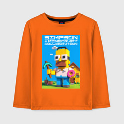 Лонгслив хлопковый детский Homer Simpson and Minecraft - collaboration ai art, цвет: оранжевый