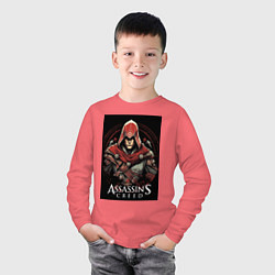 Лонгслив хлопковый детский Assassins creed профиль игрока, цвет: коралловый — фото 2
