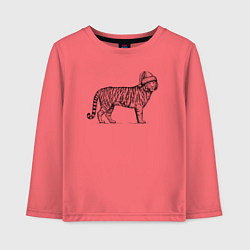 Лонгслив хлопковый детский Тигр новогодний, цвет: коралловый