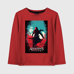 Лонгслив хлопковый детский Assassins creed red blue abstract, цвет: красный