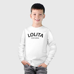 Лонгслив хлопковый детский Lolita never alone - motto, цвет: белый — фото 2