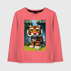 Лонгслив хлопковый детский Funny tiger cub - Minecraft, цвет: коралловый