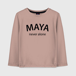 Лонгслив хлопковый детский Maya never alone- motto, цвет: пыльно-розовый