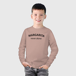Лонгслив хлопковый детский Margarita never alone - motto, цвет: пыльно-розовый — фото 2