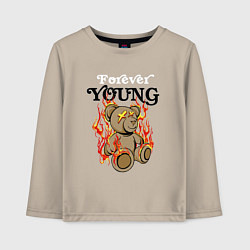 Детский лонгслив Вечно молодой горящий мишка