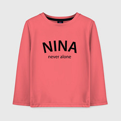 Лонгслив хлопковый детский Nina never alone - motto, цвет: коралловый