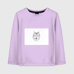 Лонгслив хлопковый детский Нарисованный волк зубами щёлк, цвет: лаванда