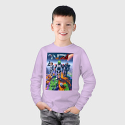 Лонгслив хлопковый детский Mass effect and Minecraft - ai art collaboration, цвет: лаванда — фото 2
