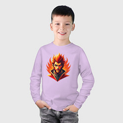 Лонгслив хлопковый детский Мужчина огонь, цвет: лаванда — фото 2