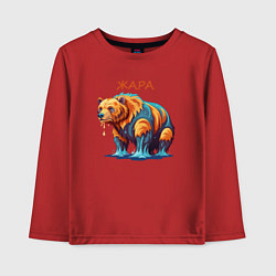 Лонгслив хлопковый детский Летом медведю жарко, цвет: красный
