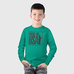 Лонгслив хлопковый детский Сделано в США, цвет: зеленый — фото 2