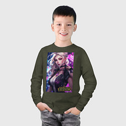 Лонгслив хлопковый детский League of Legends Kaisa Kda, цвет: меланж-хаки — фото 2