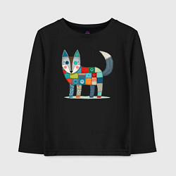 Лонгслив хлопковый детский Funny fox - patchwork ai art, цвет: черный