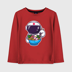 Лонгслив хлопковый детский Космонавт ест рамен, цвет: красный