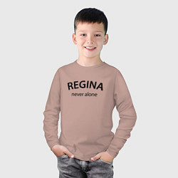 Лонгслив хлопковый детский Regina never alone - motto, цвет: пыльно-розовый — фото 2