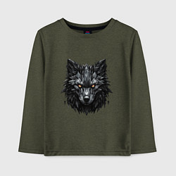 Лонгслив хлопковый детский Графитовый волк, цвет: меланж-хаки