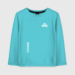 Лонгслив хлопковый детский Cloud9 - white logo, цвет: бирюзовый