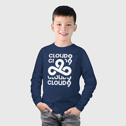 Лонгслив хлопковый детский Cloud9 - in logo, цвет: тёмно-синий — фото 2