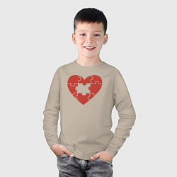 Лонгслив хлопковый детский Puzzle heart, цвет: миндальный — фото 2