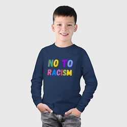 Лонгслив хлопковый детский No to racism, цвет: тёмно-синий — фото 2