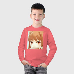 Лонгслив хлопковый детский Волчица и пряности Холо, цвет: коралловый — фото 2