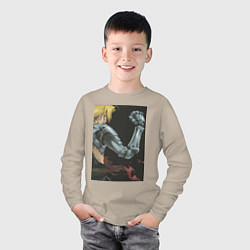 Лонгслив хлопковый детский Стальной алхимик Эдвард Элрик, цвет: миндальный — фото 2