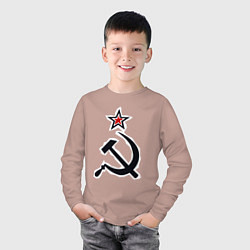 Лонгслив хлопковый детский Звезда серп и молот, цвет: пыльно-розовый — фото 2