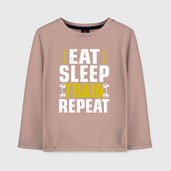 Лонгслив хлопковый детский Eat sleep train, цвет: пыльно-розовый