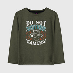 Лонгслив хлопковый детский Do not disturb im gaming, цвет: меланж-хаки