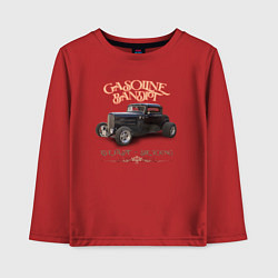 Лонгслив хлопковый детский Хот род и надпись Gasoline bandit, цвет: красный