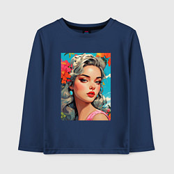 Детский лонгслив Летнее настроение - красивая девушка в цветахв цве