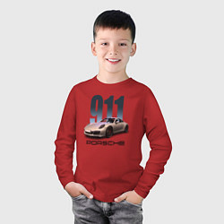 Лонгслив хлопковый детский Порше 911 спортивный автомобиль, цвет: красный — фото 2
