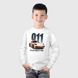Лонгслив хлопковый детский Немецкий спортивный автомобиль Порше 911, цвет: белый — фото 2