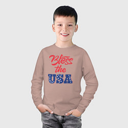 Лонгслив хлопковый детский Bless the USA, цвет: пыльно-розовый — фото 2