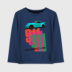 Лонгслив хлопковый детский Порше 911 спортивный немецкий автомобиль, цвет: тёмно-синий